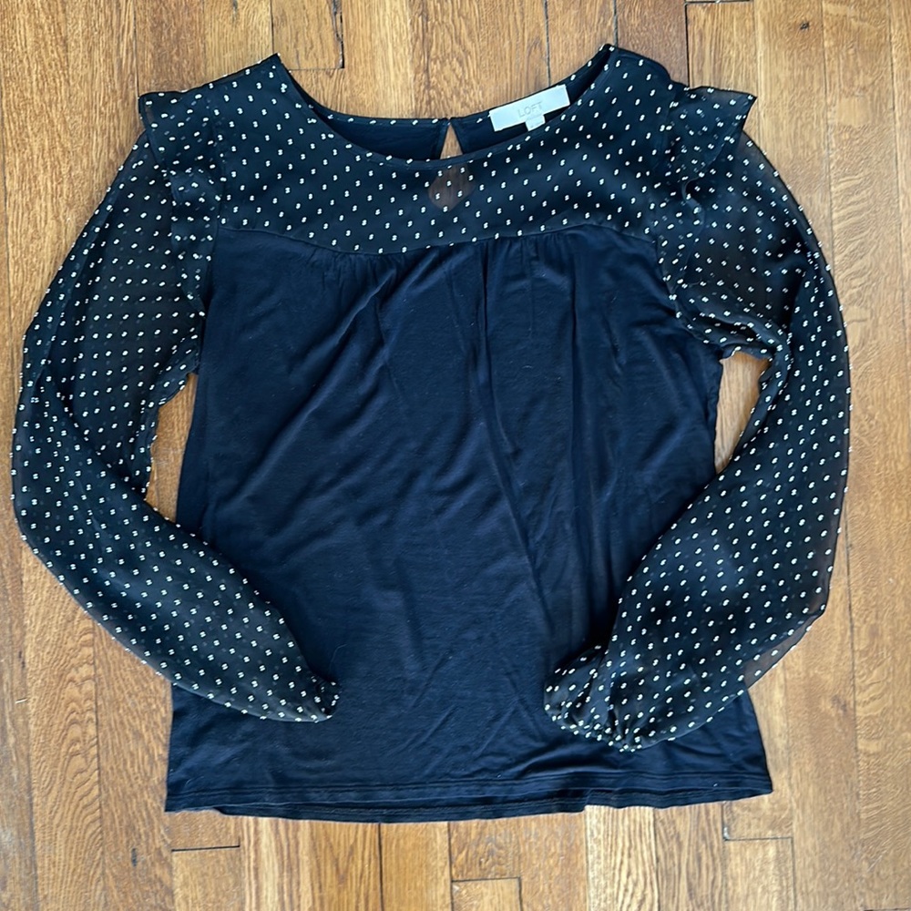 LOFT Black Sleeve Top